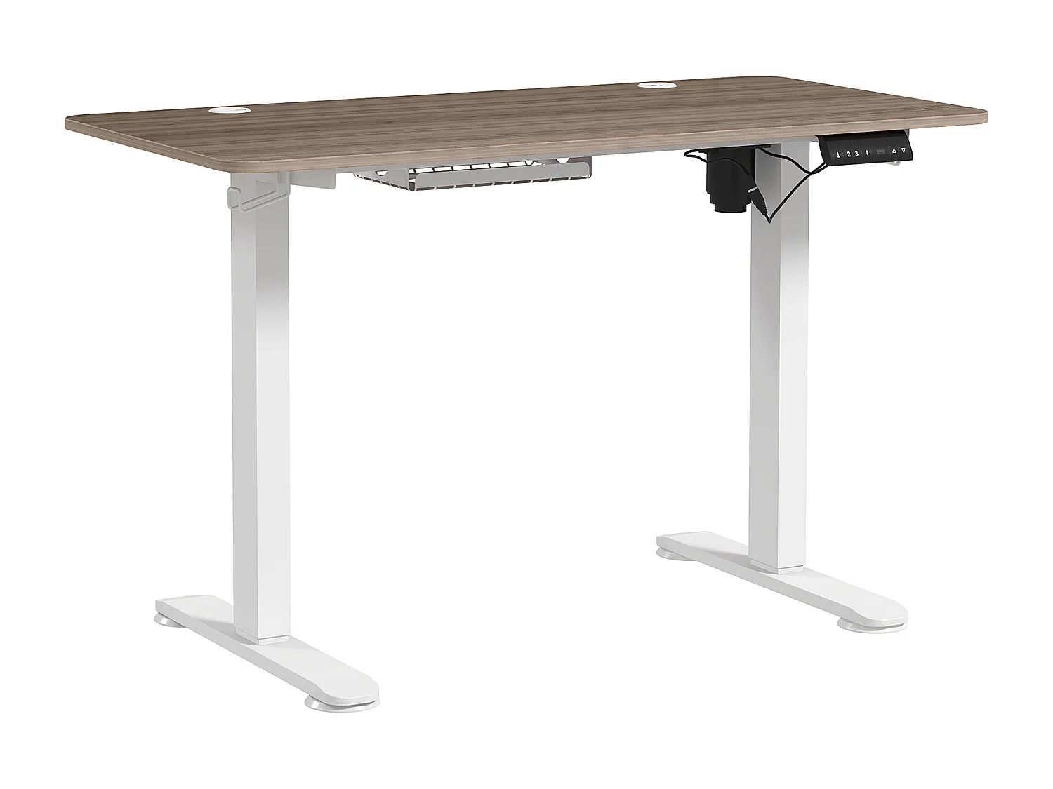 Bureau assis debout électrique - bureau réglable en hauteur - bureau électrique réglable - acier noir aspect bois chêne clair