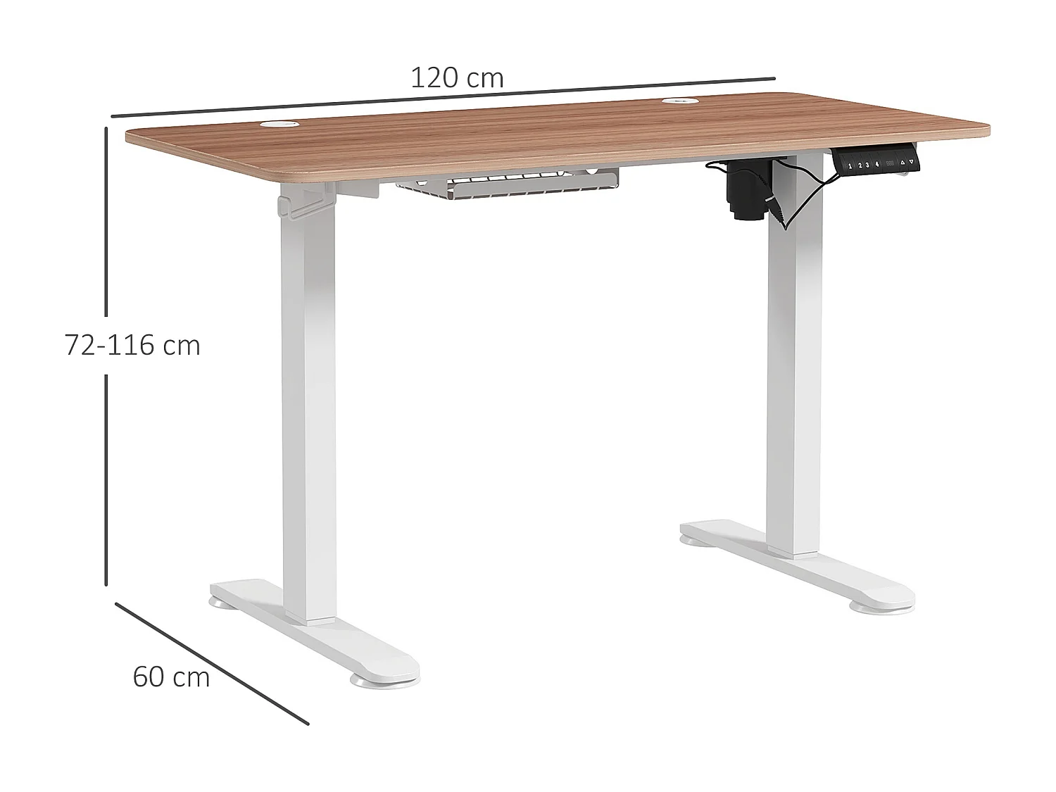 Bureau assis debout électrique - bureau réglable en hauteur - bureau électrique réglable - acier noir aspect bois chêne clair