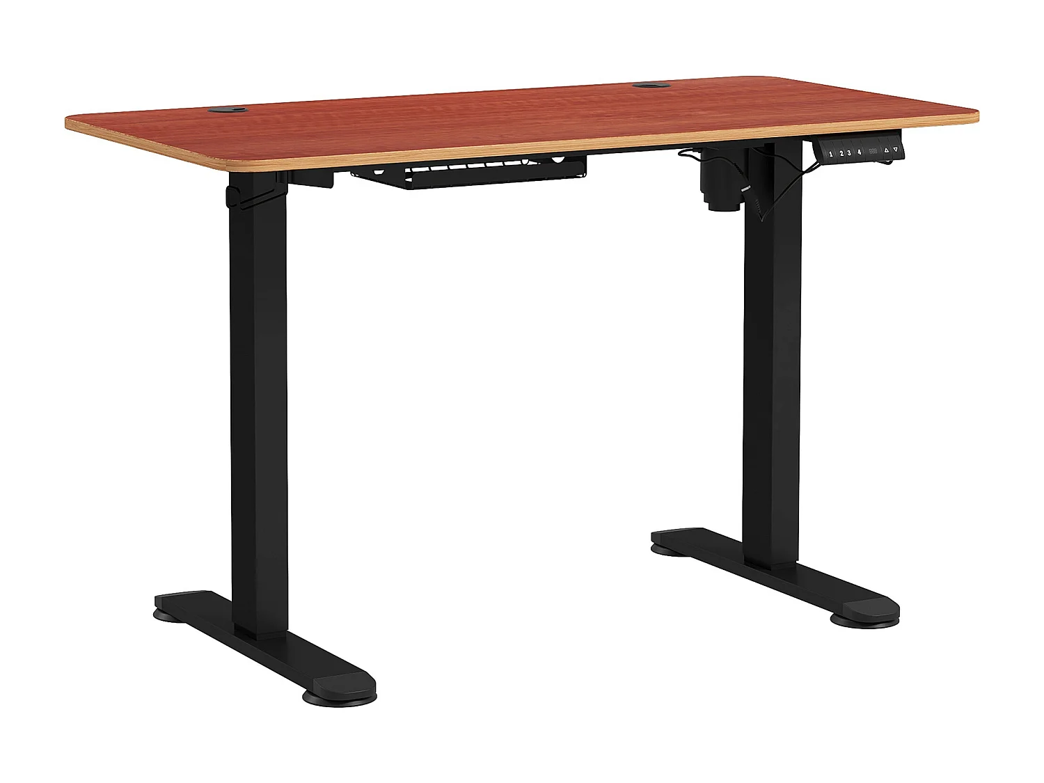 Bureau assis debout électrique - bureau réglable en hauteur - bureau électrique réglable - acier noir aspect bois acajou