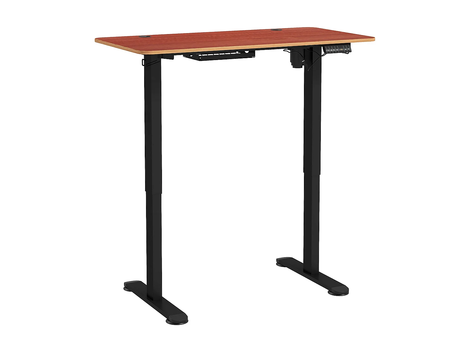 Bureau assis debout électrique - bureau réglable en hauteur - bureau électrique réglable - acier noir aspect bois acajou