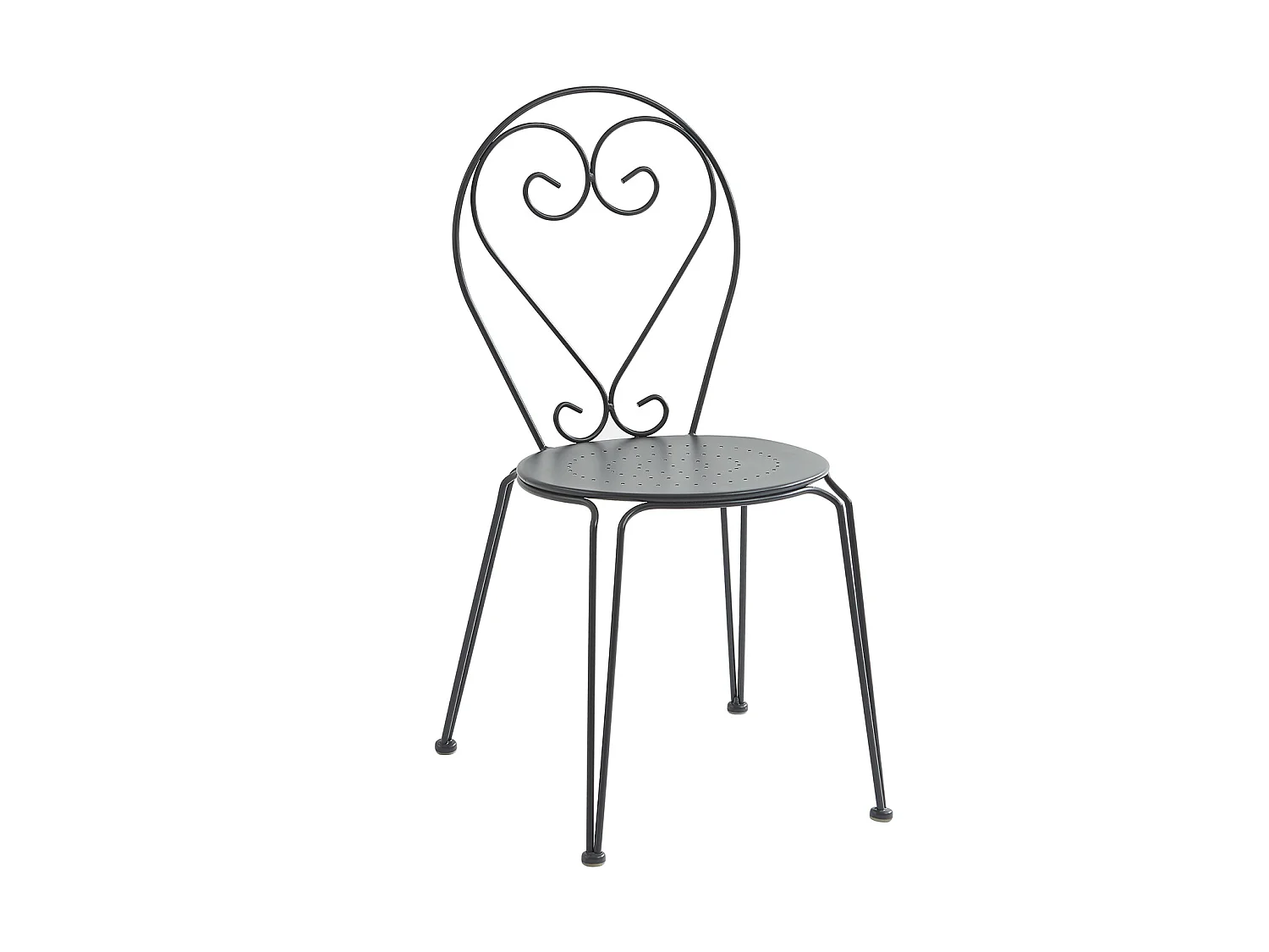 Metalen tuineethoek met gietijzeren stijl: een tafel D120 cm en 4 opstapelbare stoelen - Antraciet - GUERMANTES van MYLIA