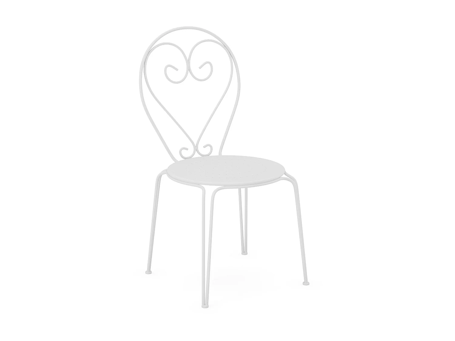 Garten-Essgruppe: Tisch D. 120 cm + 4 stapelbare Stühle - Metall in Eisenoptik - Weiß - GUERMANTES von MYLIA