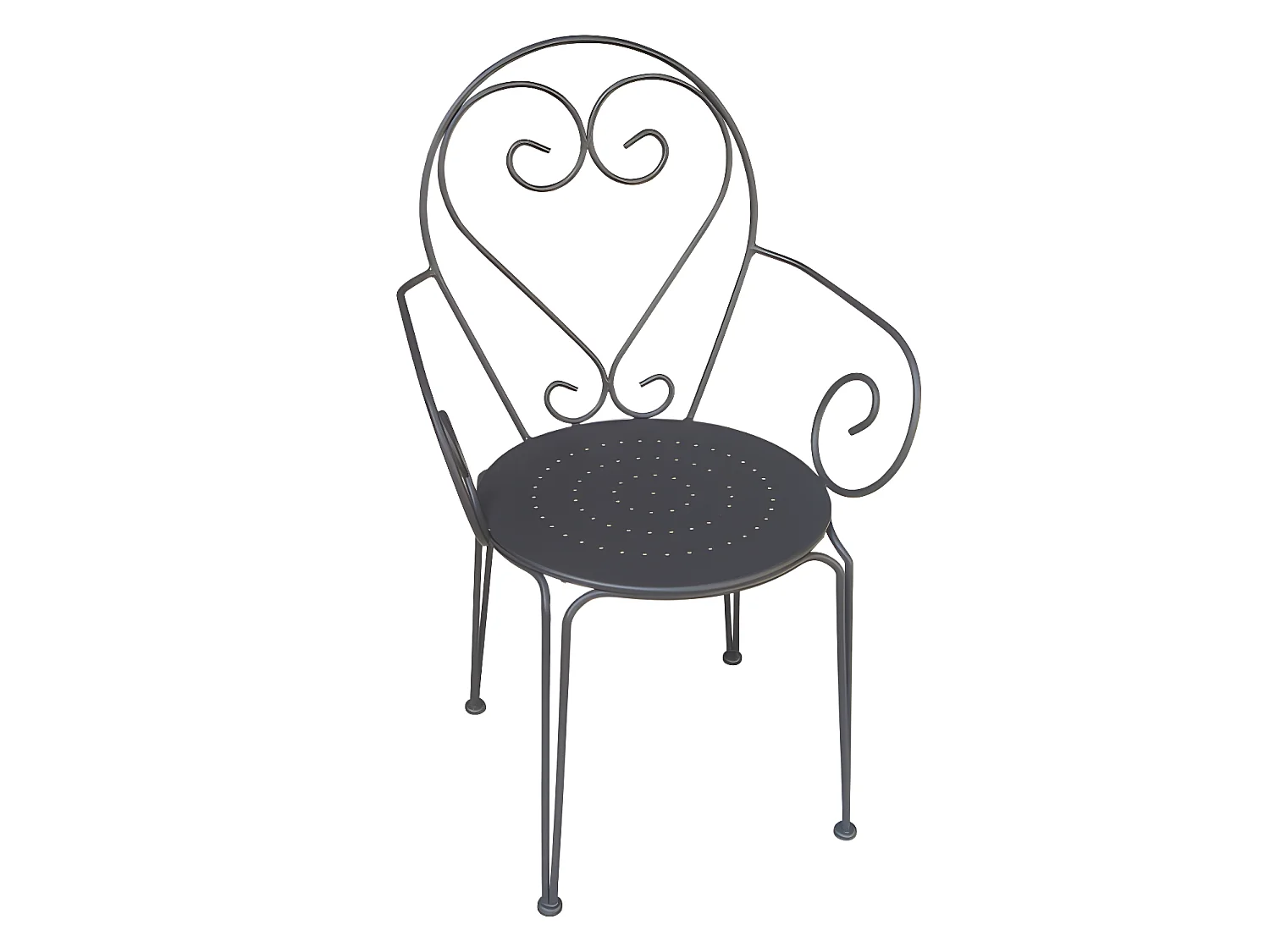 Salle à manger de jardin en métal façon fer forgé : une table D.120cm et 4 fauteuils empilables - Anthracite - GUERMANTES de MYLIA