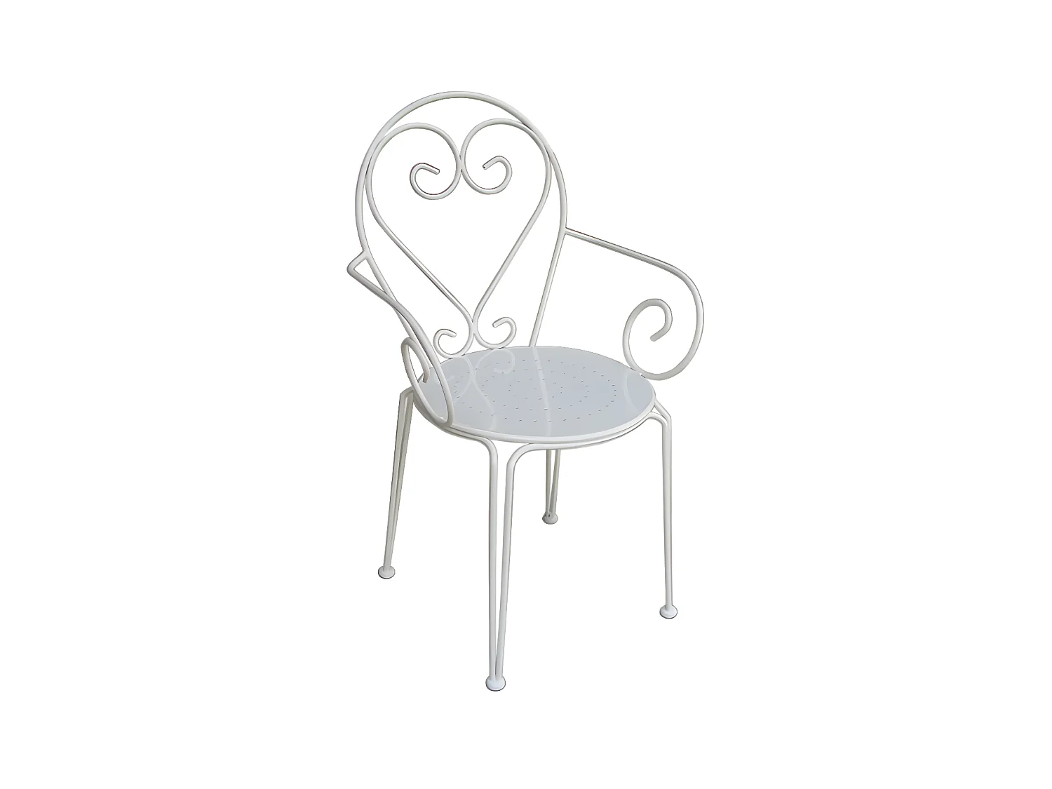 Salle à manger de jardin en métal façon fer forgé : une table D.120cm et 4 fauteuils empilables - Blanc - GUERMANTES de MYLIA