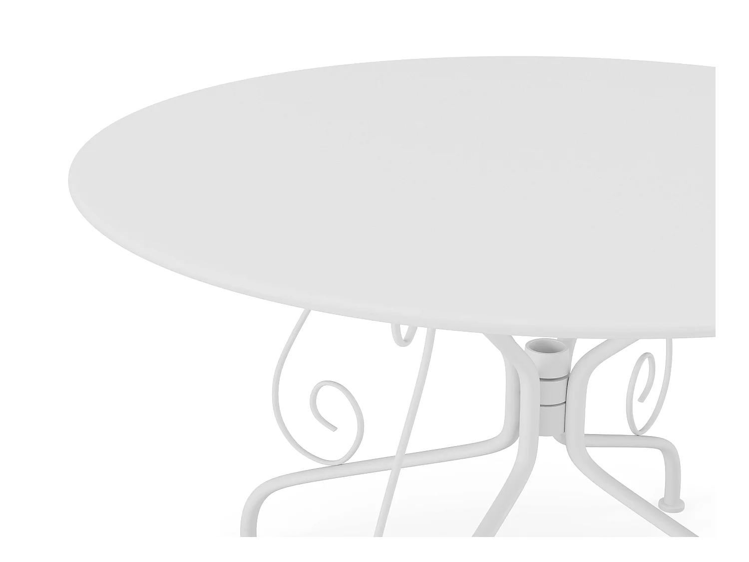 Salle à manger de jardin en métal façon fer forgé : une table D.120cm et 4 fauteuils empilables - Blanc - GUERMANTES de MYLIA