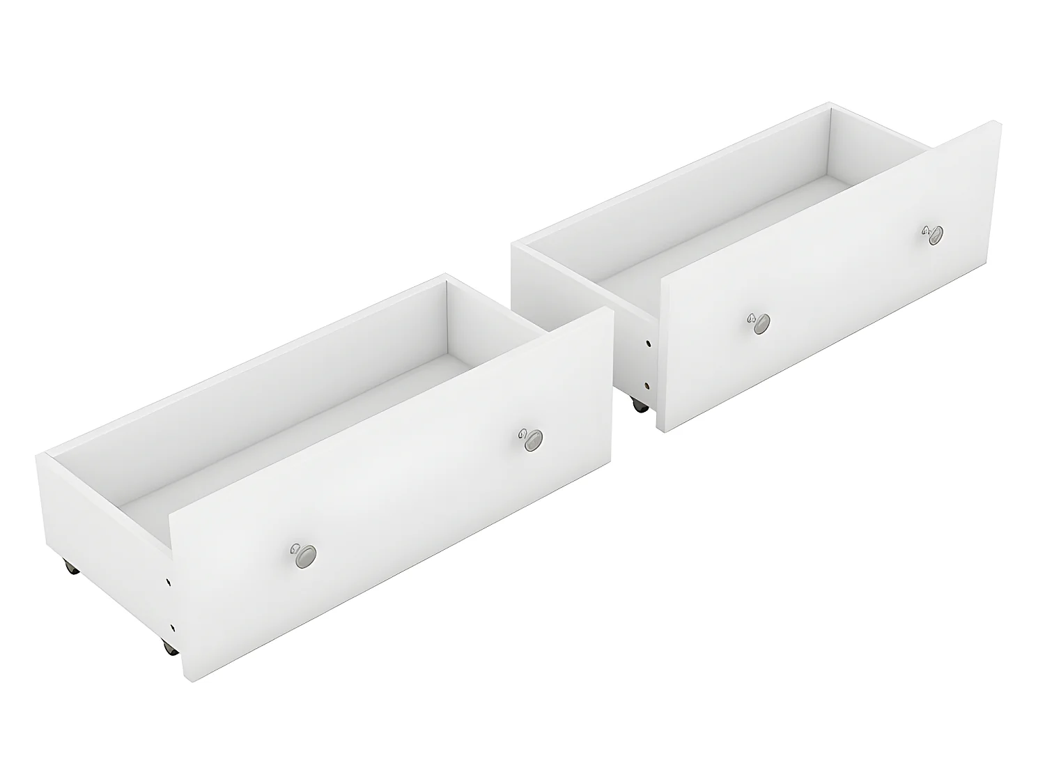 Lit double 160x200cm en bois massif avec tiroirs et tête de rangement - sommier à lattes - Blanc