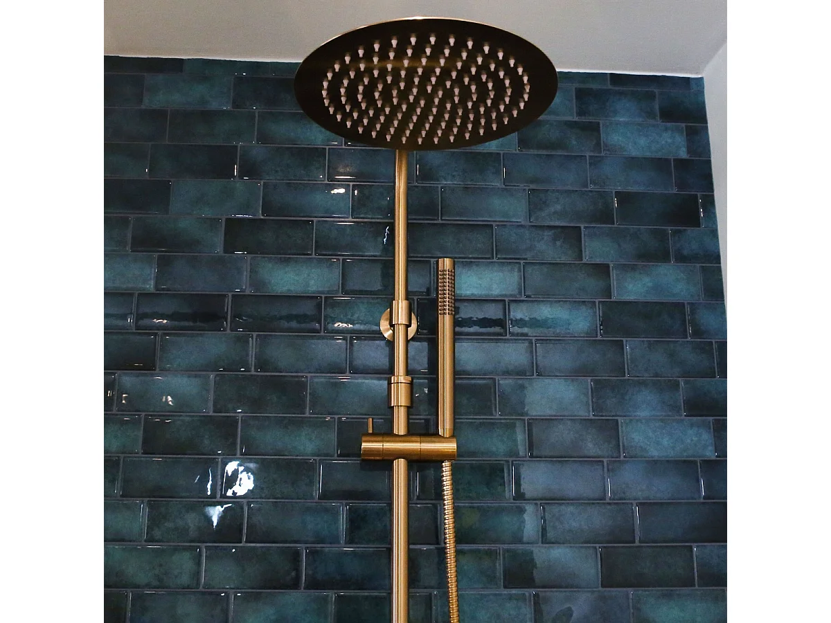 Columna termostática para bañera y ducha Luisa II 250 cobre cepillado Essebagno