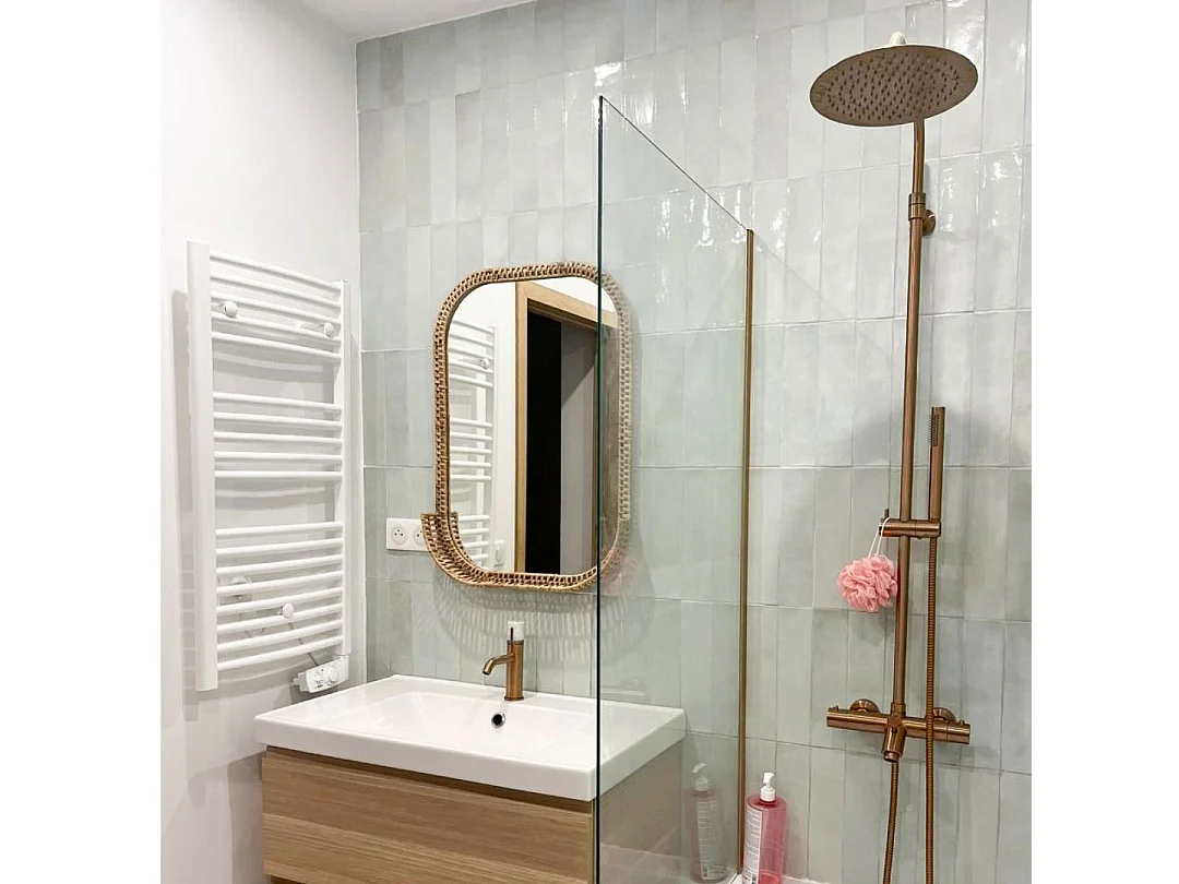 Columna termostática para bañera y ducha Luisa II 250 cobre cepillado Essebagno