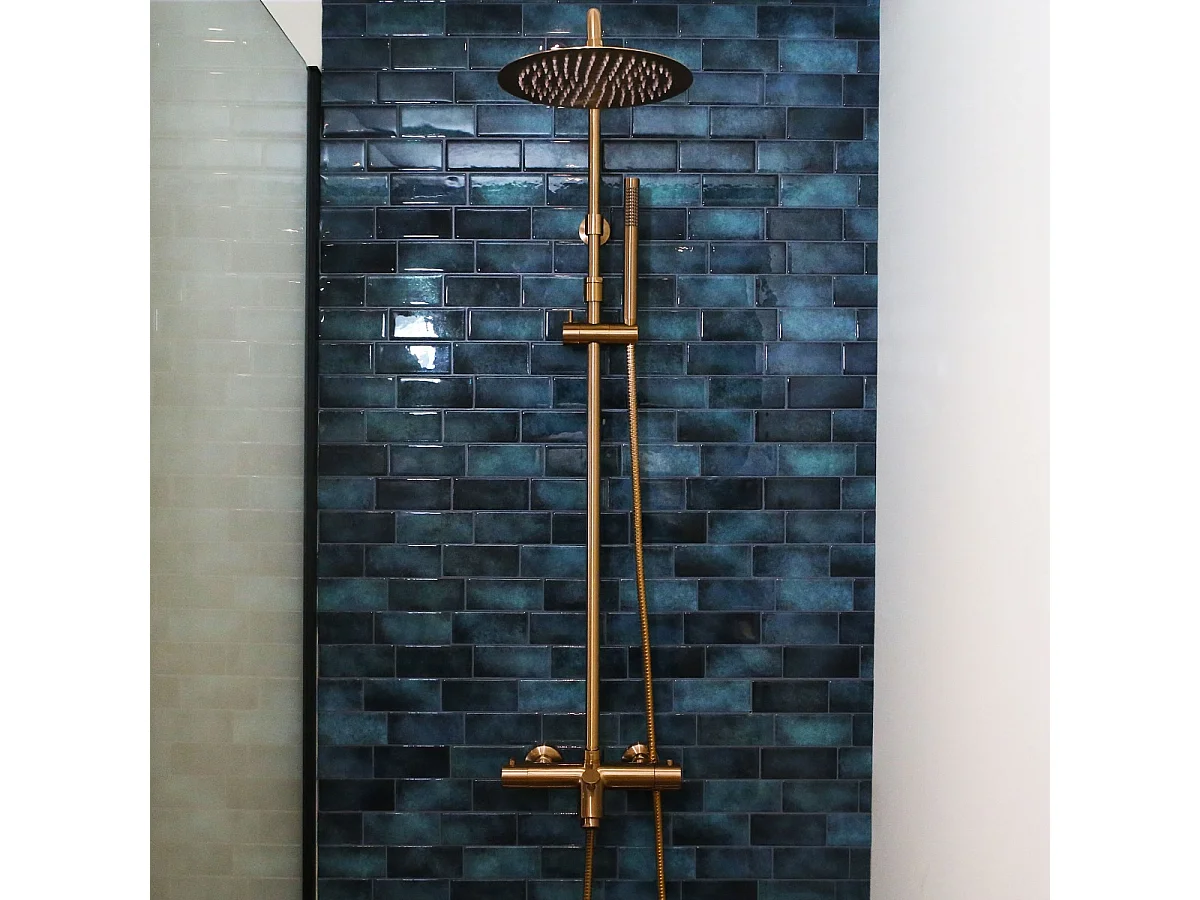 Columna termostática para bañera y ducha Luisa II 250 cobre cepillado Essebagno