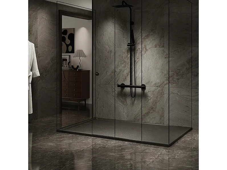 Receveur Résine 120 x 80 Façon Ardoise Noir - Essebagno