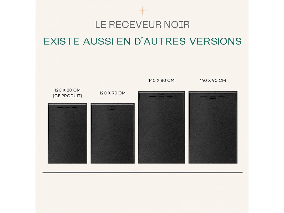 Duschwanne aus Kunstharz 120 x 80 Schwarzschiefer Essebagno