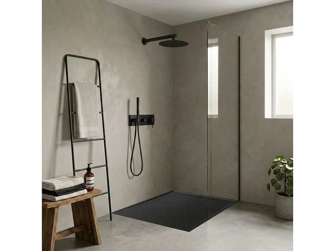 Duschwanne aus Kunstharz 120 x 80 Schwarzschiefer Essebagno