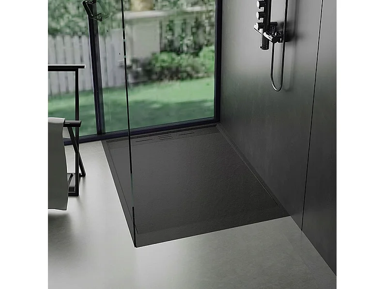 Duschwanne aus Kunstharz 120 x 80 Schwarzschiefer Essebagno