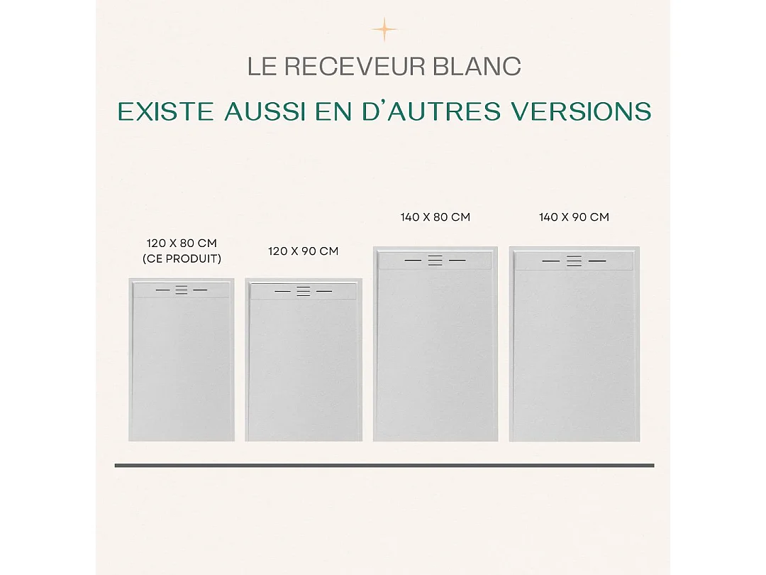 Duschwanne aus Kunstharz 120 x 80 Schieferweiß Essebagno