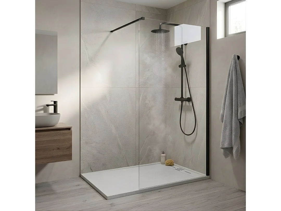 Receveur Résine 120 x 80 Façon Ardoise Blanc - Essebagno