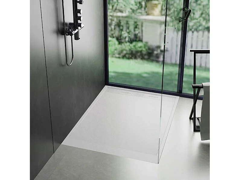 Receveur Résine 120 x 80 Façon Ardoise Blanc - Essebagno