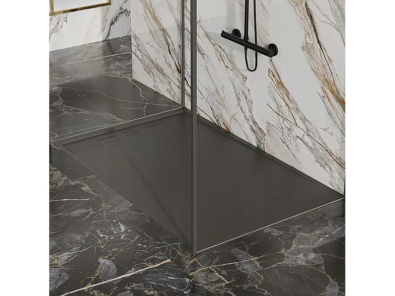Receveur Résine 120 x 90 Façon Ardoise Noir - Essebagno