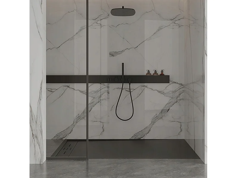 Receveur Résine 120 x 90 Façon Ardoise Noir - Essebagno