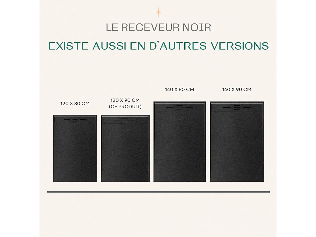 Duschwanne aus Kunstharz 120 x 90 Schwarzschiefer Essebagno