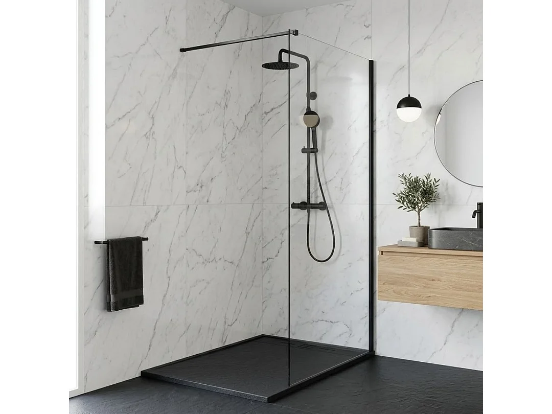 Duschwanne aus Kunstharz 120 x 90 Schwarzschiefer Essebagno