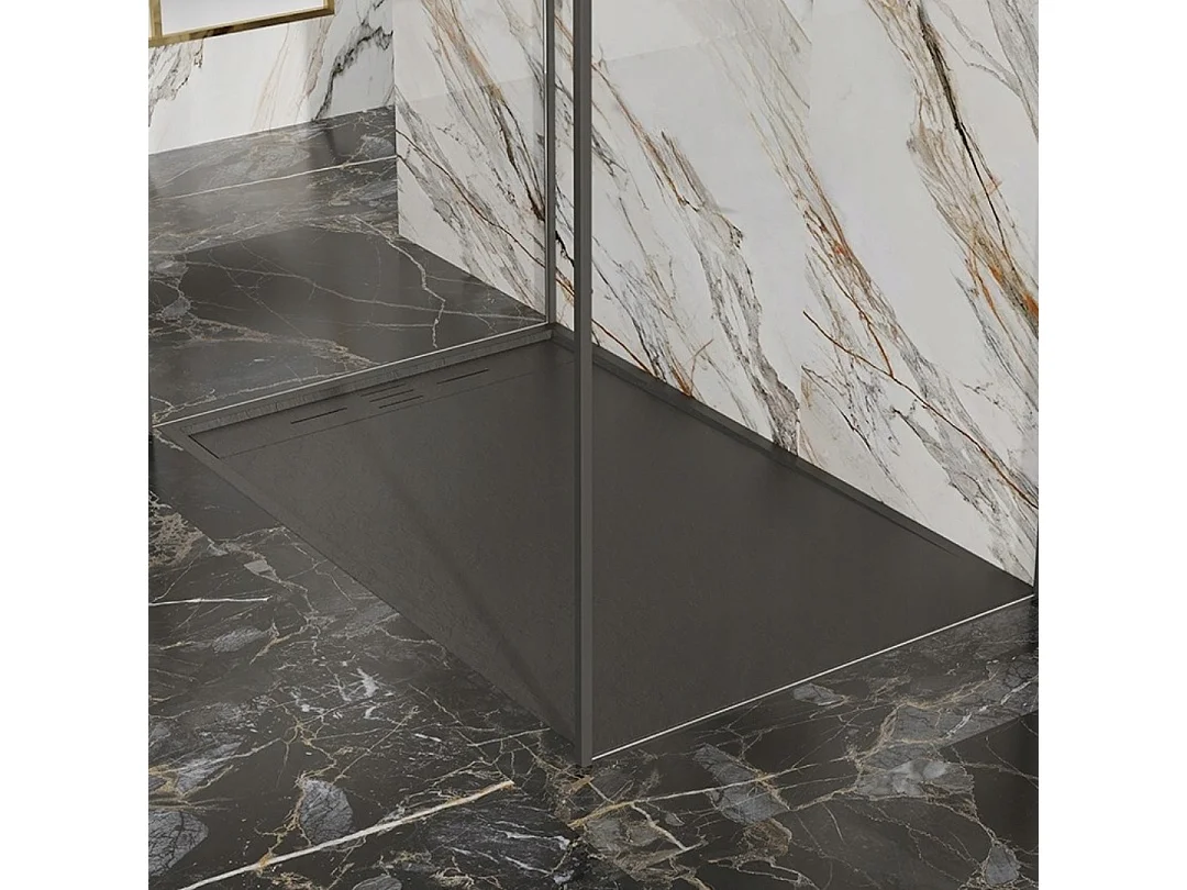 Duschwanne aus Kunstharz 120 x 90 Schwarzschiefer Essebagno