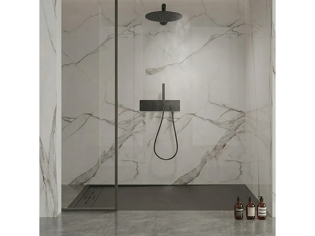 Duschwanne aus Kunstharz 120 x 90 Schwarzschiefer Essebagno