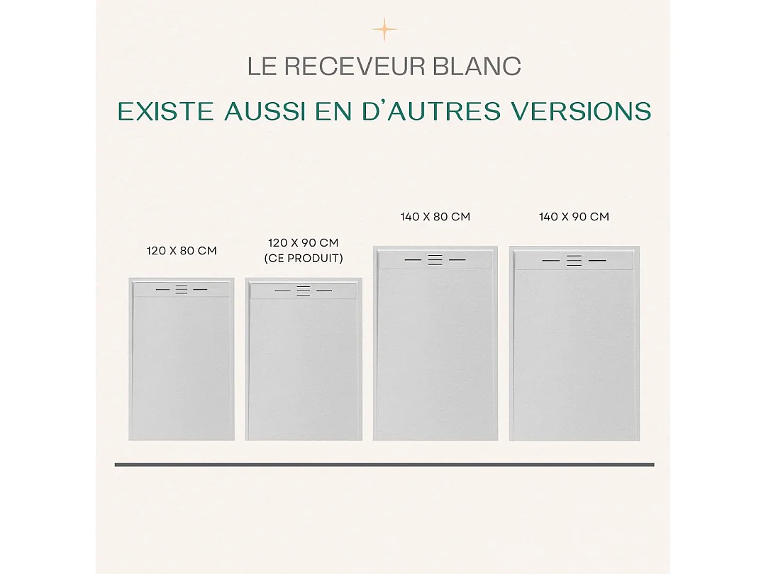 Douchebak van kunsthars 120 x 90 Wit leisteen - Essebagno