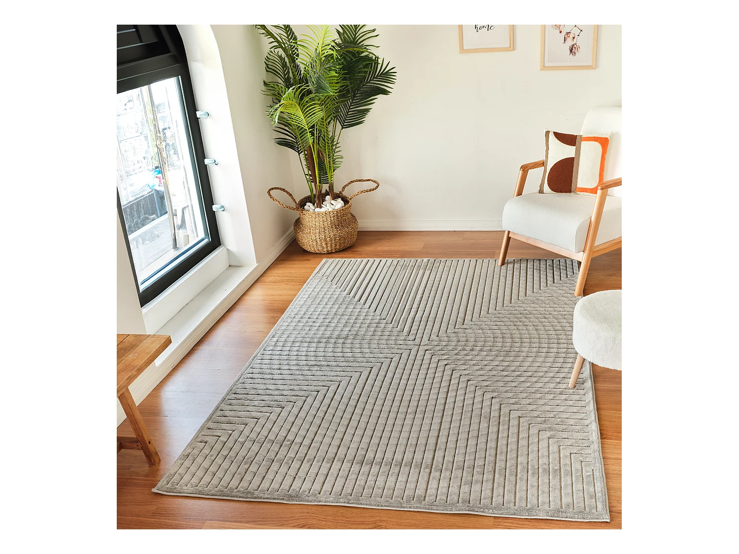 Tapis d'Intérieur/Extérieur Scandinave Moderne - Gris - 160x220cm - KIYOSHI