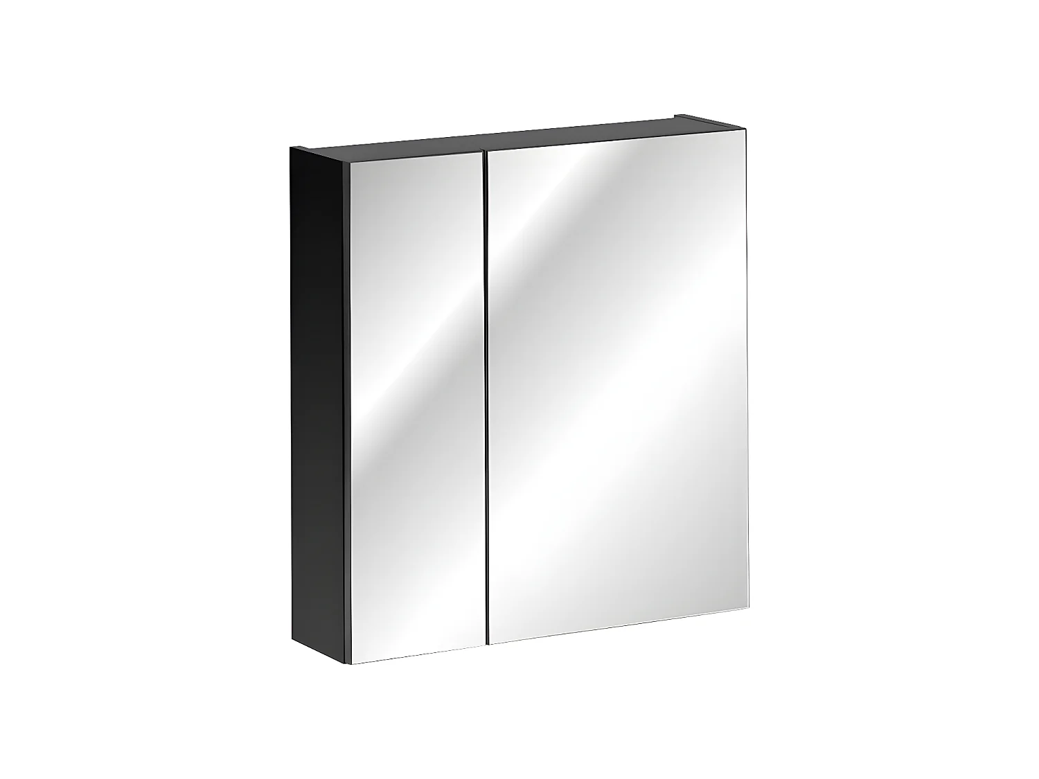 Armoire de salle de bain avec miroir murale - Noir - L60-H65-P17 - KLAUS