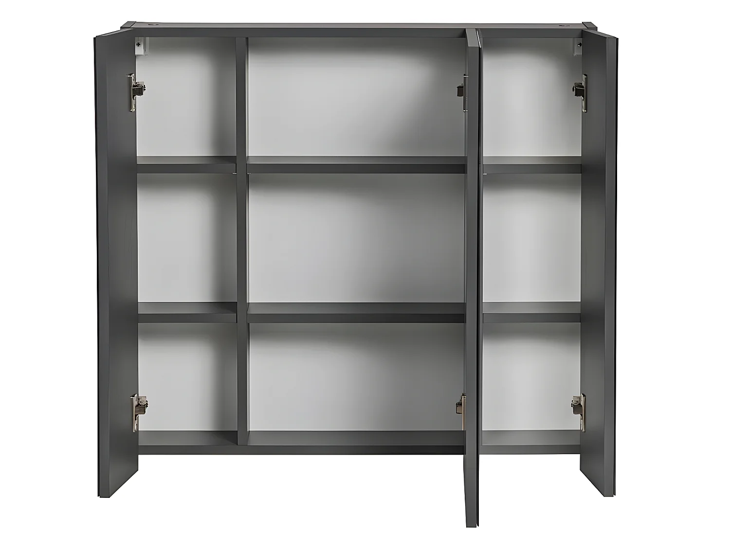 Armoire de salle de bain avec miroir murale - Gris diamant - L80-H75-P16 - MARSEILLA