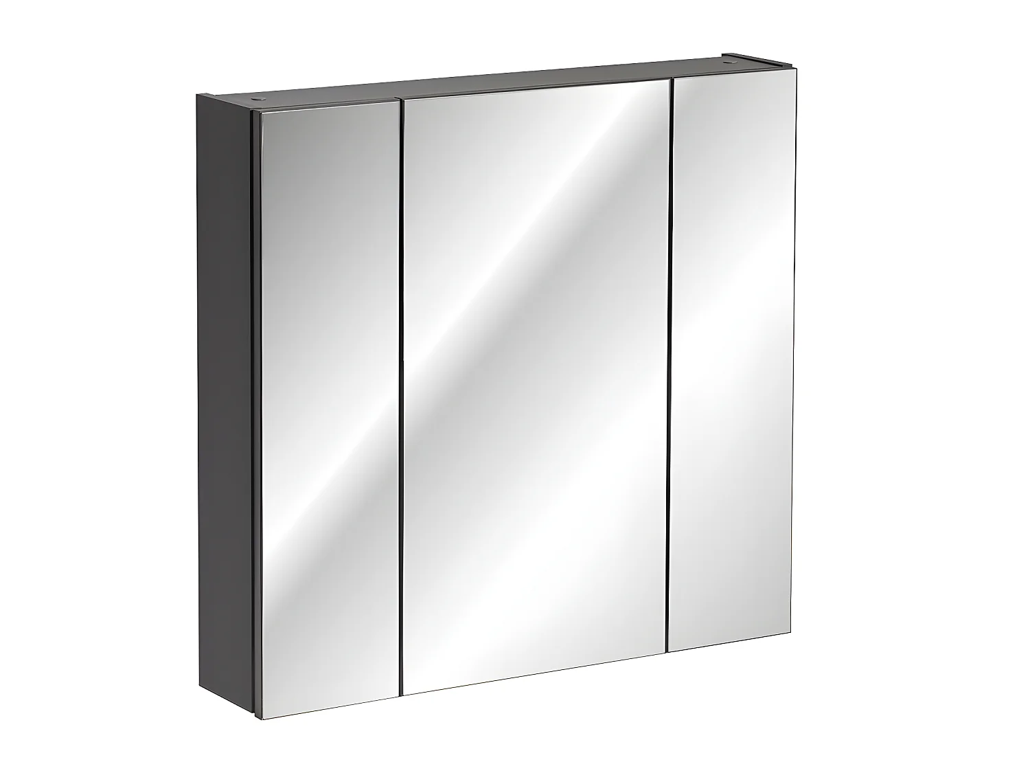 Armoire de salle de bain avec miroir murale - Gris diamant - L80-H75-P16 - MARSEILLA