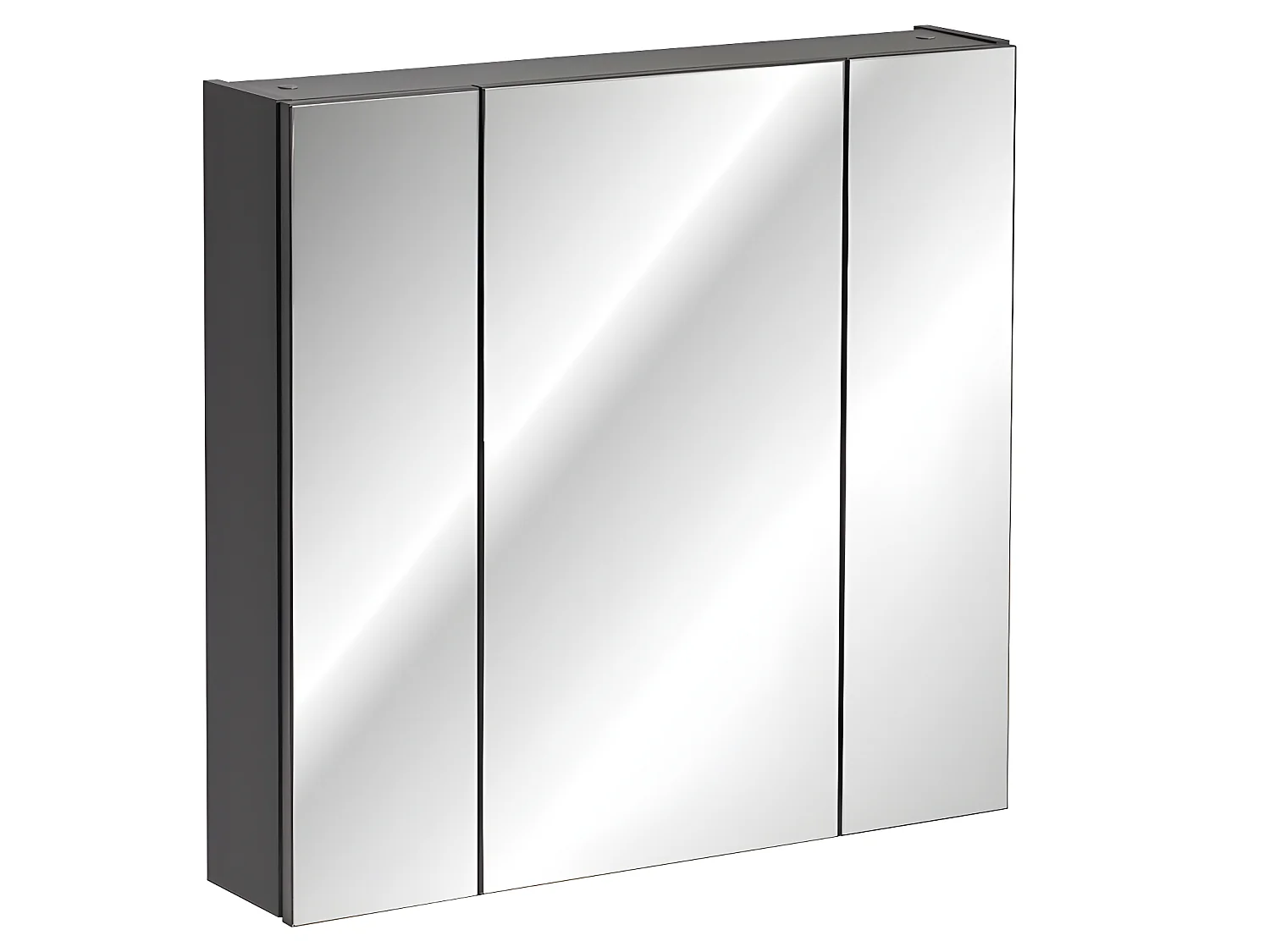 Armoire de salle de bain avec miroir murale - Gris diamant - L80-H75-P16 - MARSEILLA