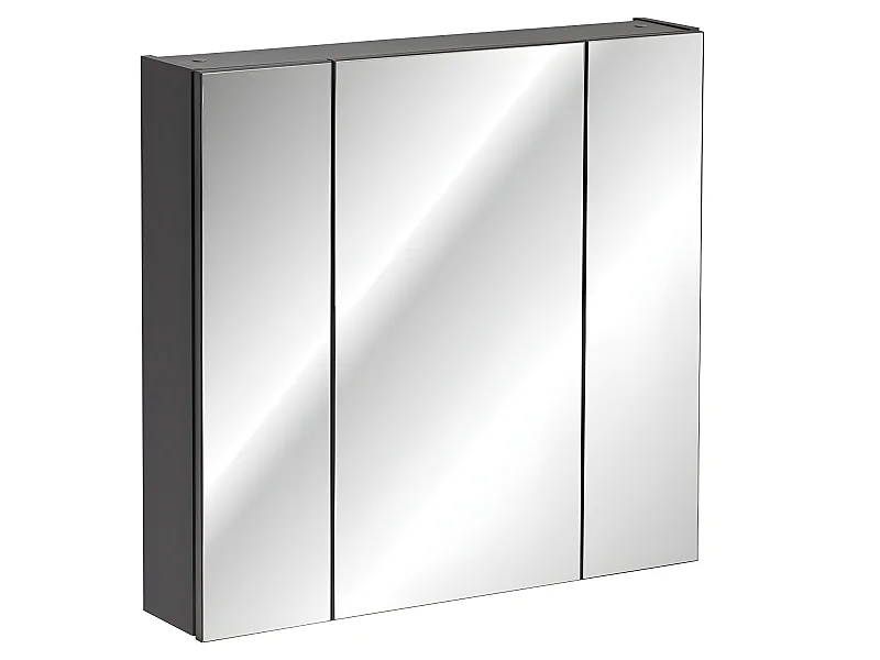 Armoire de salle de bain avec miroir murale - Gris diamant - L80-H75-P16 - MARSEILLA