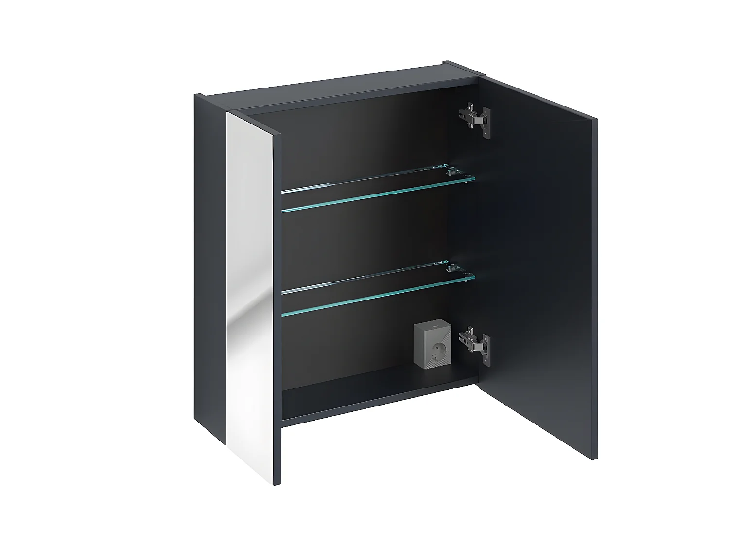 Armoire de salle de bain avec miroir murale - Bleu indigo - L80-H65-P17 - KLAUS