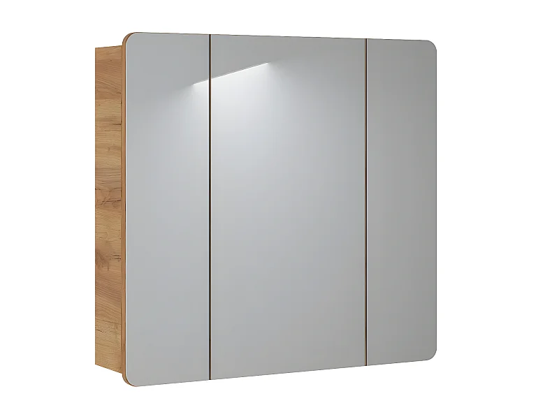 Armoire de salle de bain avec miroir murale - Chêne artisanal doré - L80-H75-P16 - ARRIBA