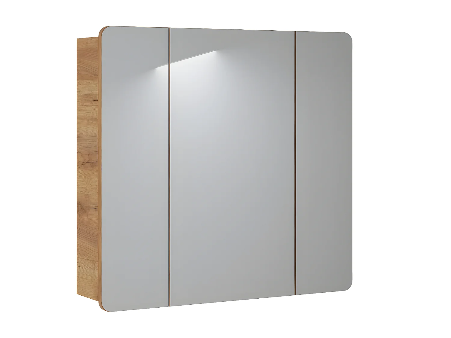 Armoire de salle de bain avec miroir murale - Chêne artisanal doré - L80-H75-P16 - ARRIBA