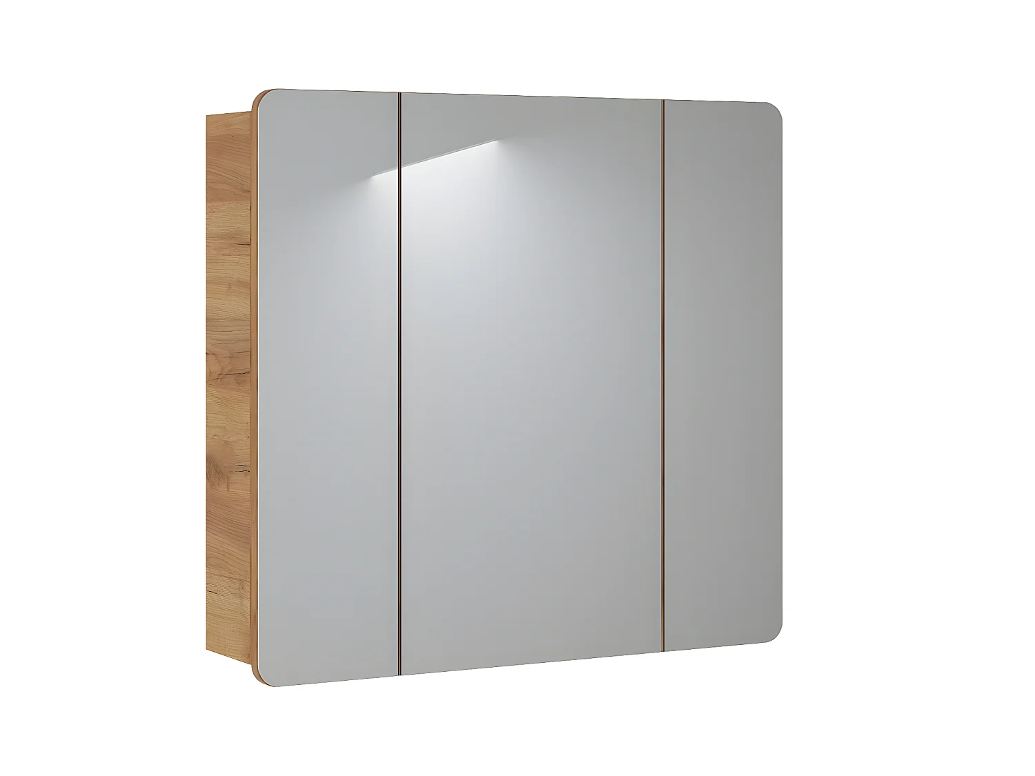 Armoire de salle de bain avec miroir murale - Chêne artisanal doré - L80-H75-P16 - ARRIBA