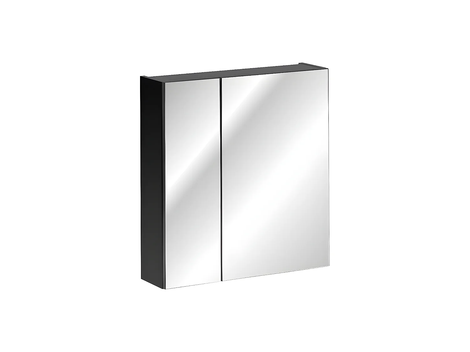 Armoire de salle de bain avec miroir murale - Noir - L80-H65-P17 - KLAUS