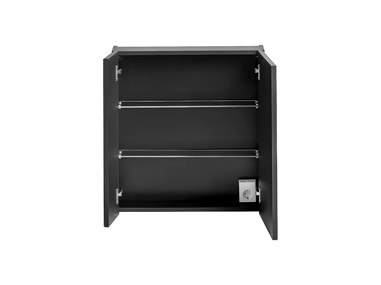 Armoire de salle de bain avec miroir murale - Noir - L80-H65-P17 - KLAUS