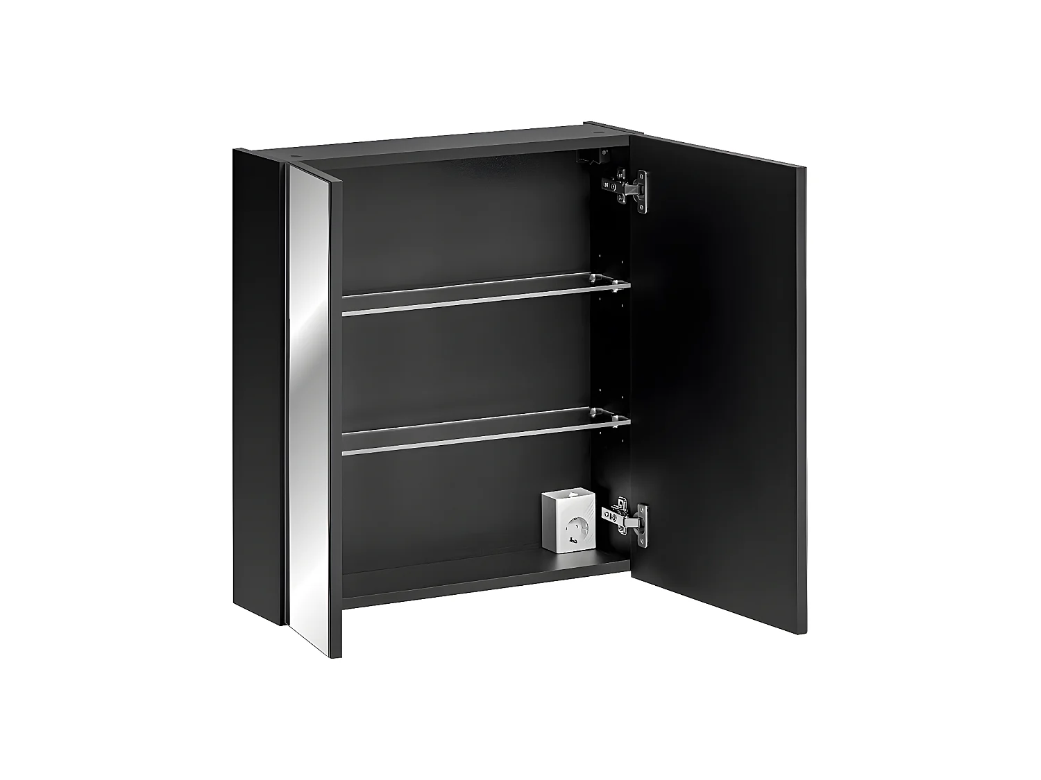 Armoire de salle de bain avec miroir murale - Noir - L80-H65-P17 - KLAUS