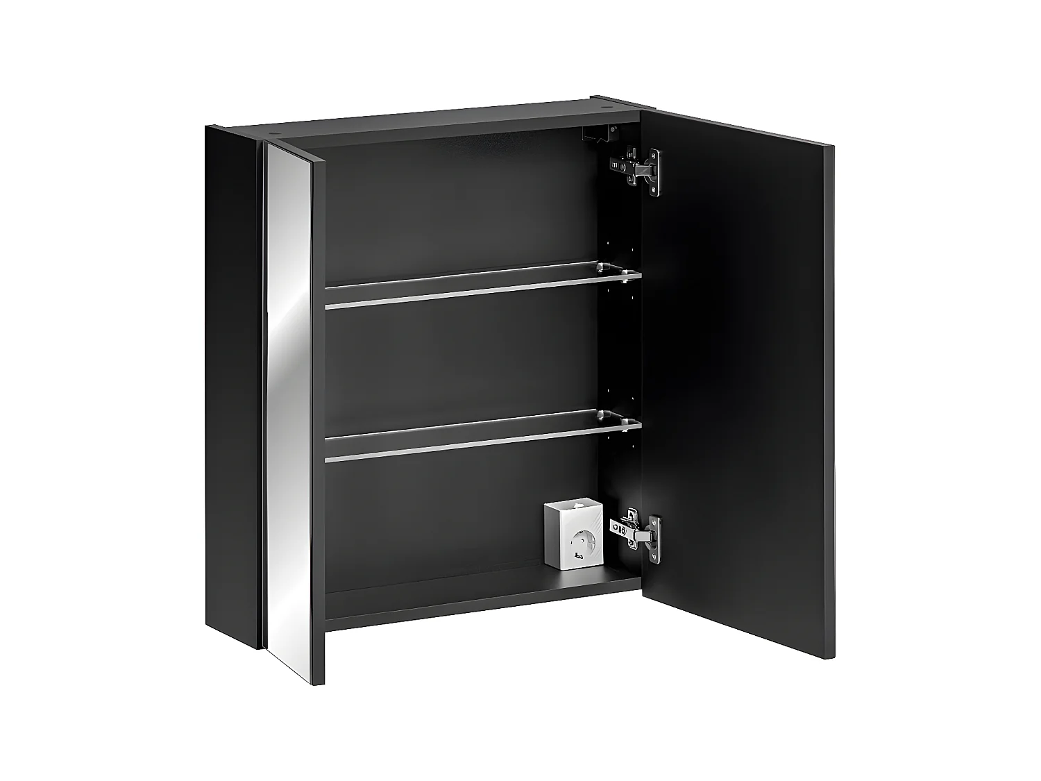 Armoire de salle de bain avec miroir murale - Noir - L80-H65-P17 - KLAUS