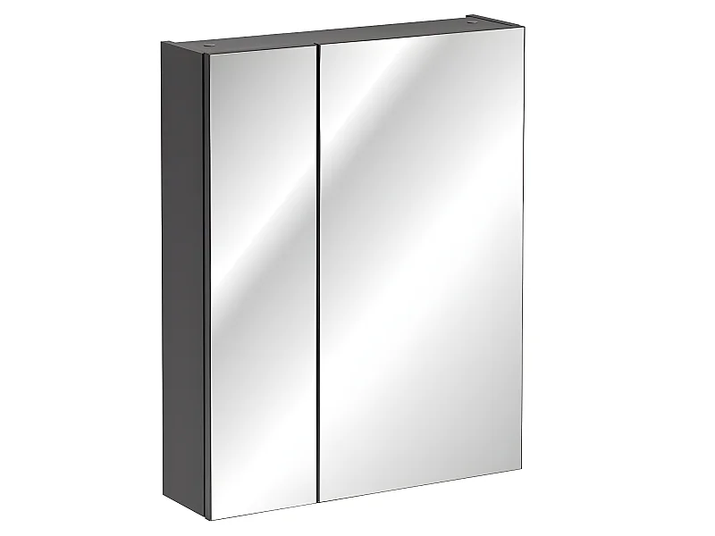 Armoire de salle de bain avec miroir murale - Gris diamant - L60-H75-P16 - MARSEILLA