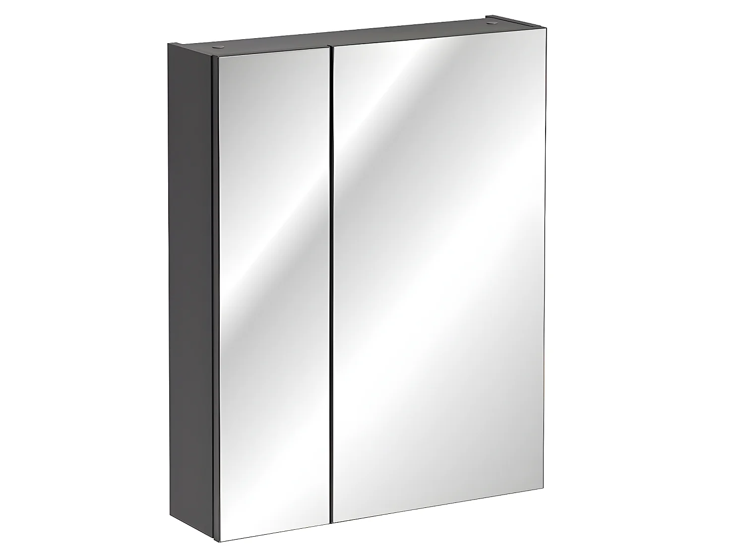 Armoire de salle de bain avec miroir murale - Gris diamant - L60-H75-P16 - MARSEILLA
