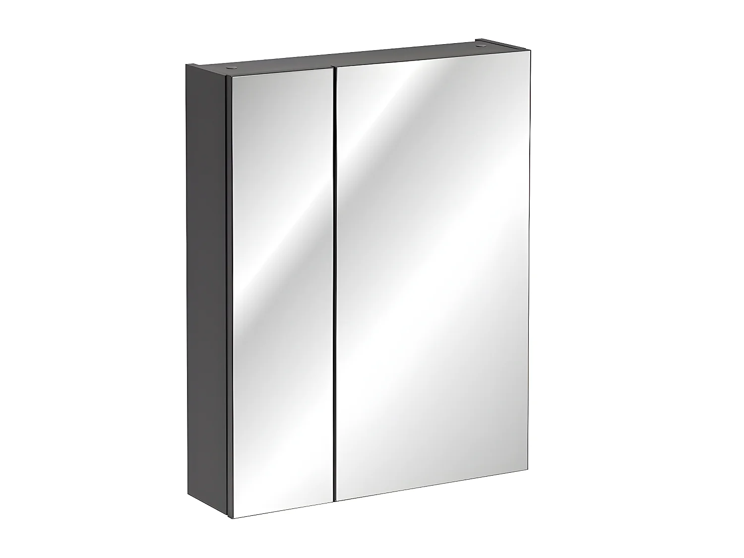 Armoire de salle de bain avec miroir murale - Gris diamant - L60-H75-P16 - MARSEILLA