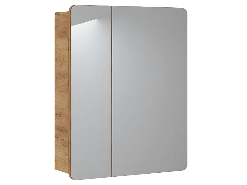 Armoire de salle de bain avec miroir murale - Chêne artisanal doré - L60-H75-P16 - ARRIBA