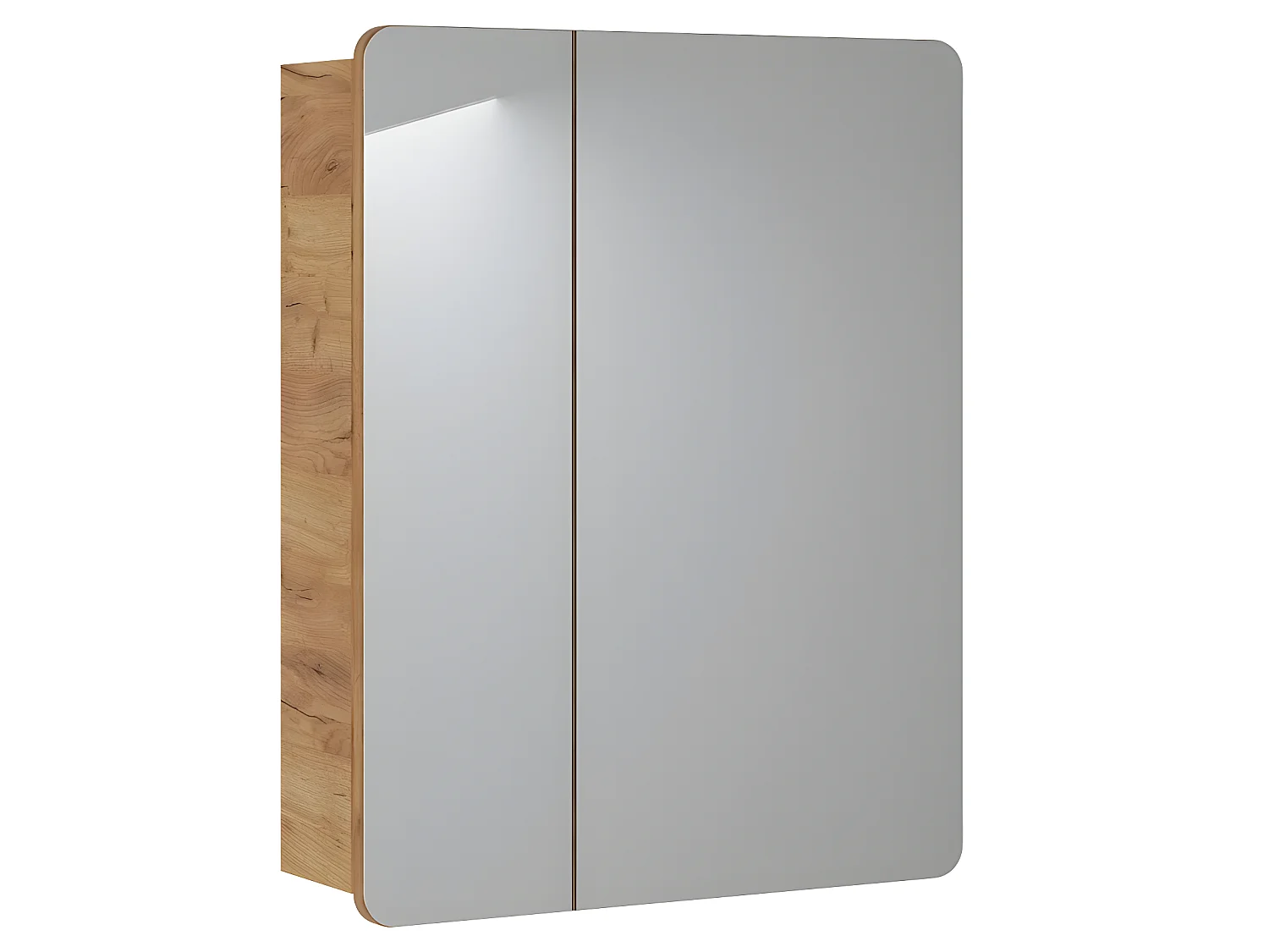 Armoire de salle de bain avec miroir murale - Chêne artisanal doré - L60-H75-P16 - ARRIBA