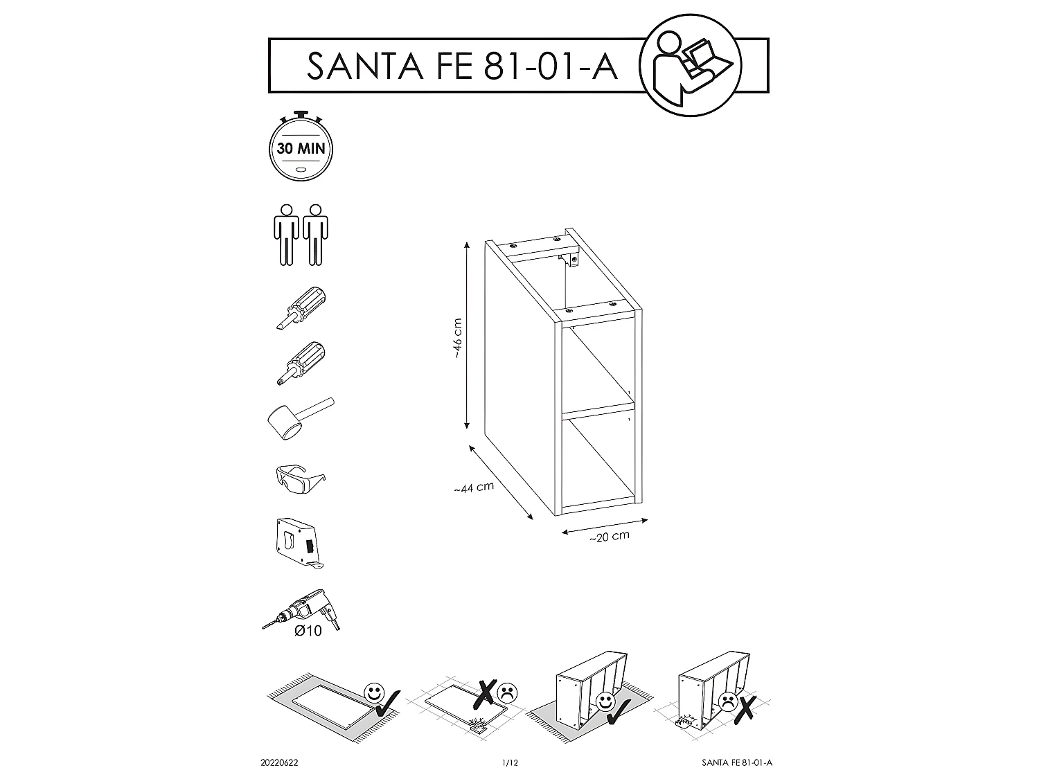 Cube de rangement de salle de bain - Noir - L20-H46-P44 - KLAUS