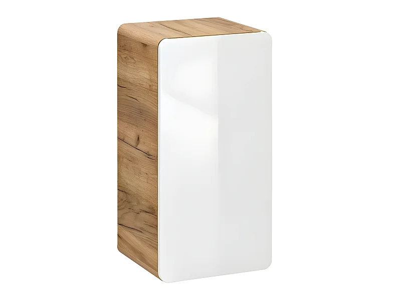 Caisson meuble bas de salle de bain - Chêne artisanal doré et blanc brillant - L35-H65-P32 - ARRIBA