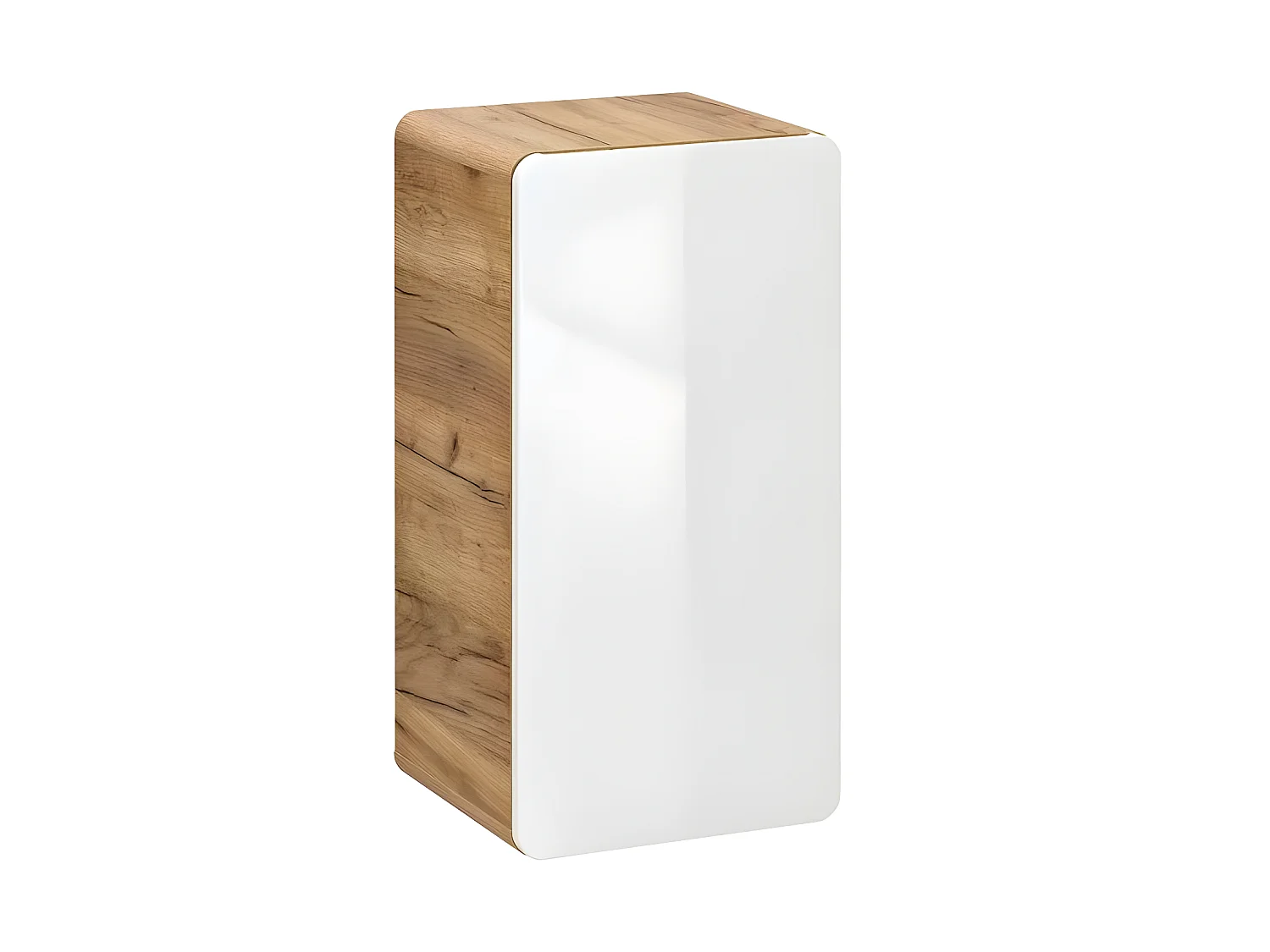 Caisson meuble bas de salle de bain - Chêne artisanal doré et blanc brillant - L35-H65-P32 - ARRIBA