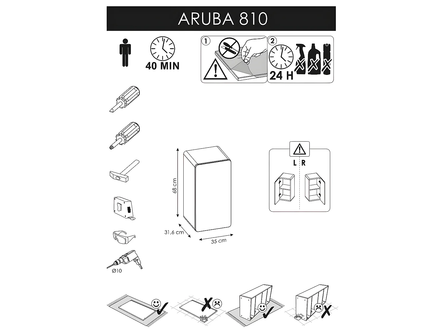 Caisson meuble bas de salle de bain - Chêne artisanal doré et blanc brillant - L35-H65-P32 - ARRIBA